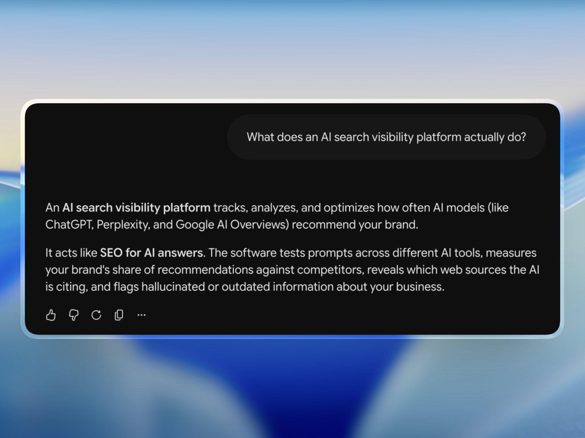 AI search visibility and action platform for Google SEO and AI answers